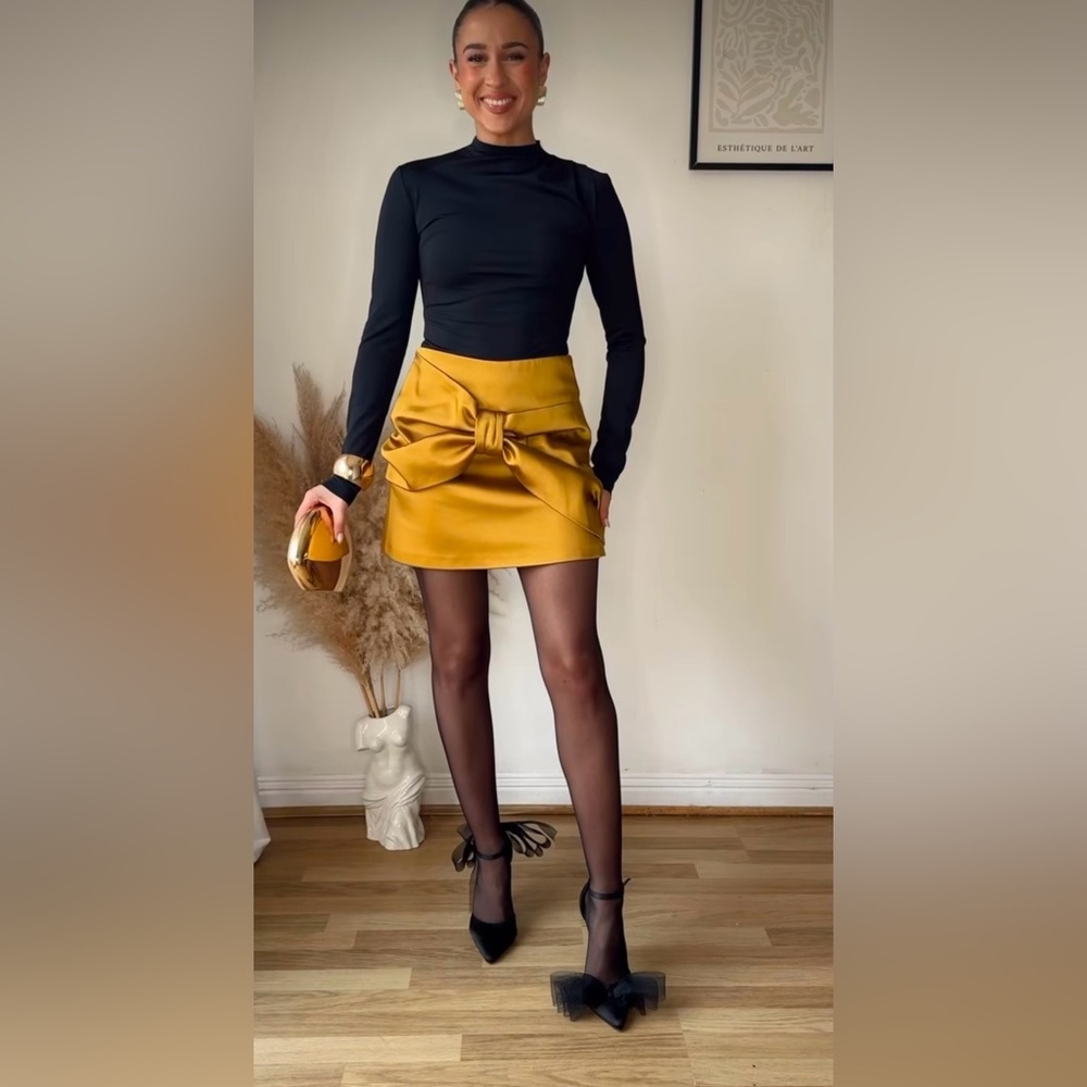 ZARA SATIN EFFECT BOW SKIRT ZW COLLECTION